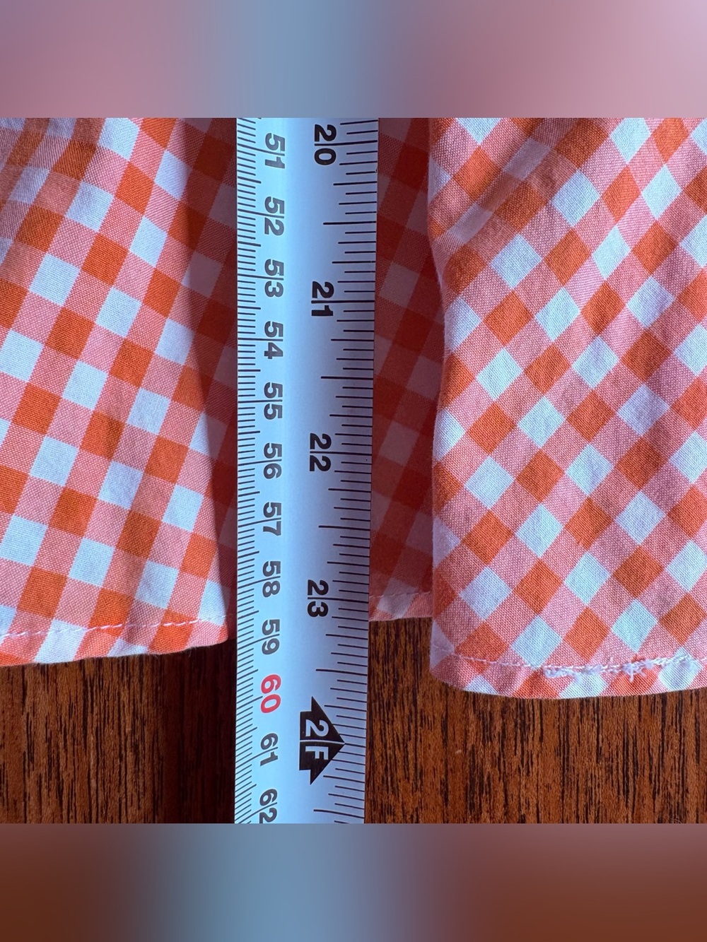 Lauren Ralph Lauren Orange Gingham Peplum short sleeve button up shirt Size 14 - Picture 6 of 7